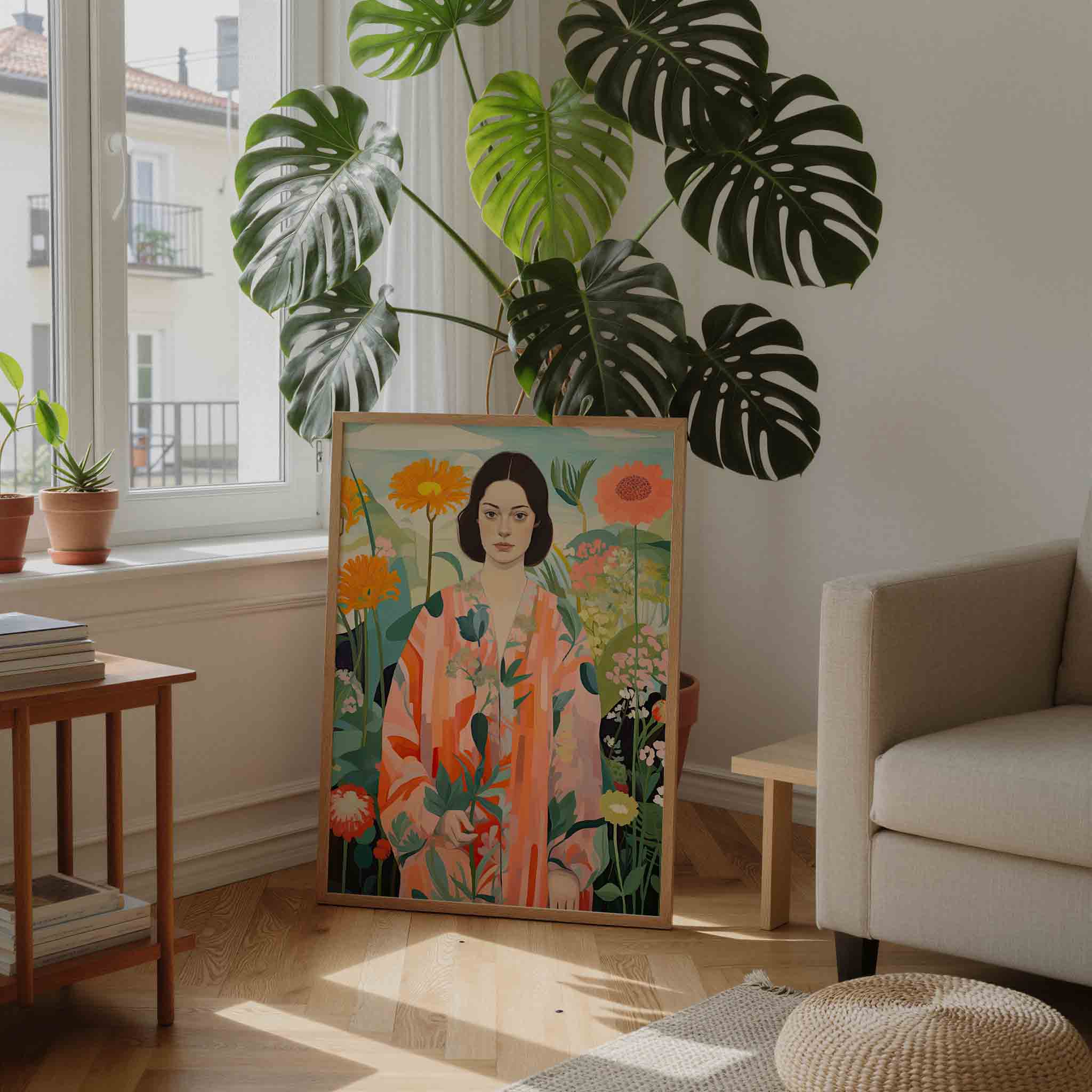 Vrouw met bloemen Poster