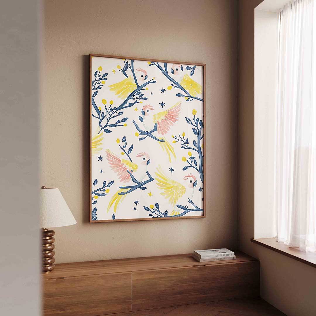 Papegaaien en takken Poster