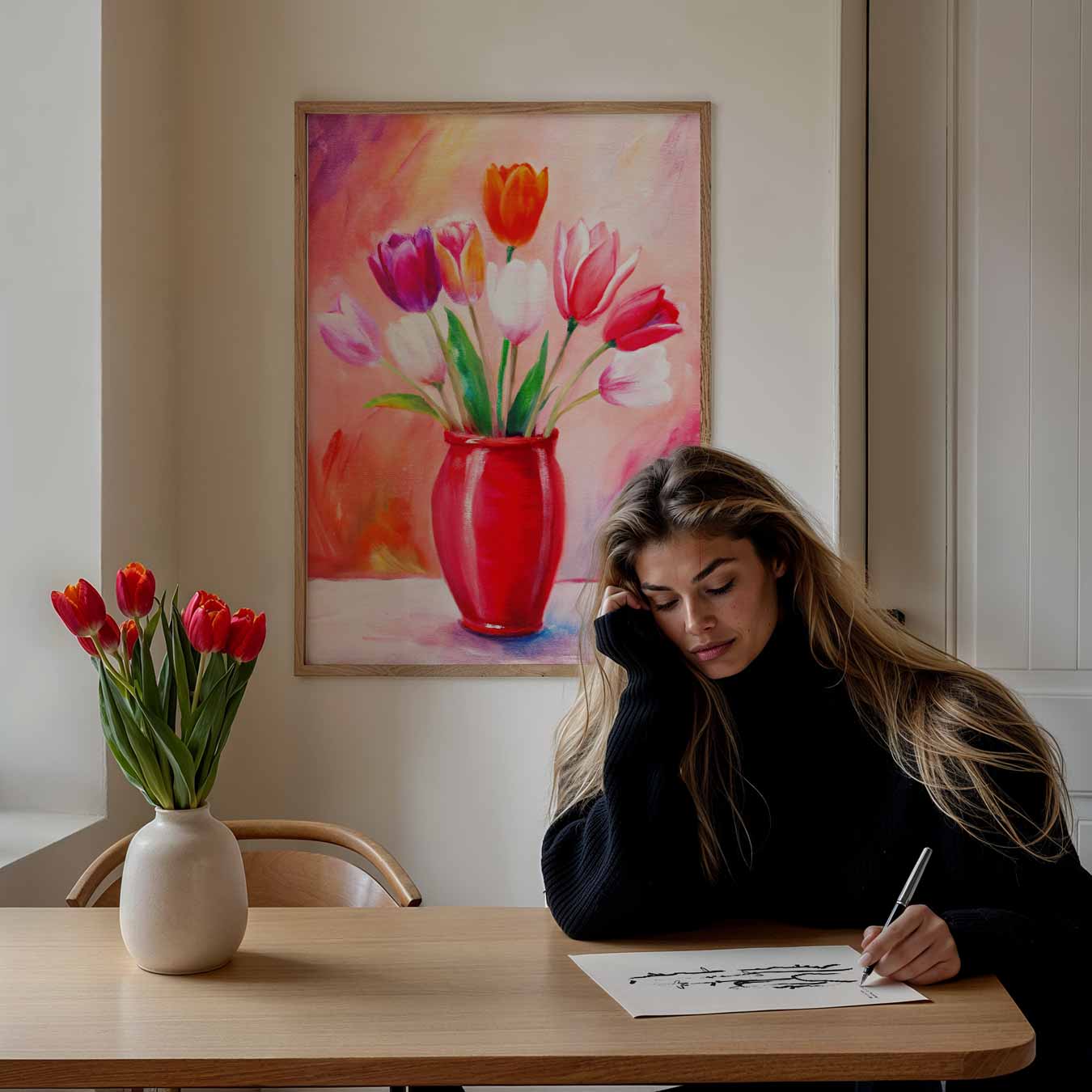 Vrolijke Tulpenvaas Poster-WallArtistic