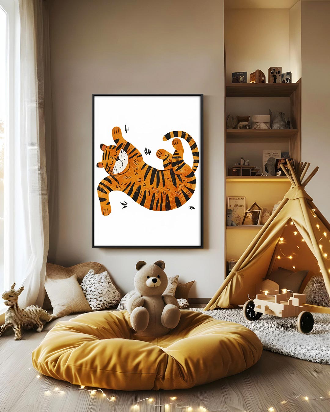 Speelse tijger illustratie Kunstwerk