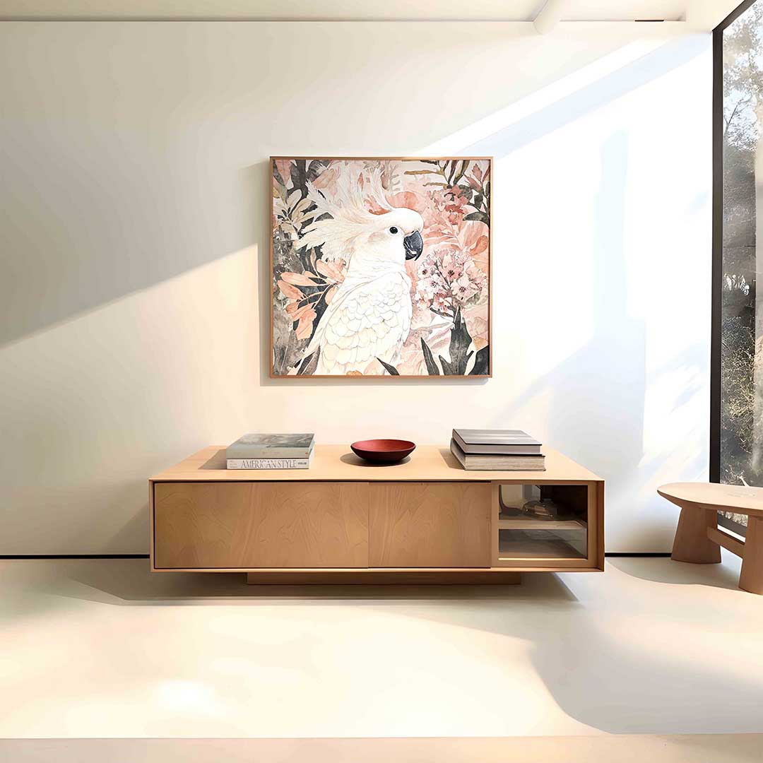Witte kaketoe met bloemen Poster