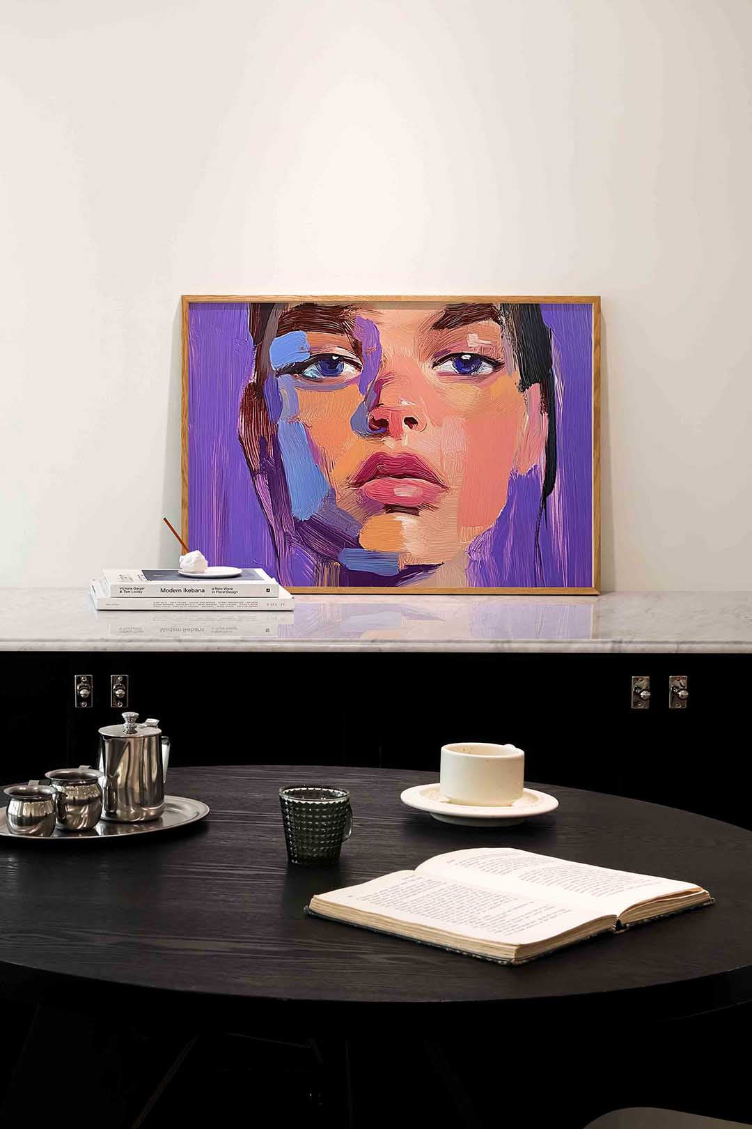 Portret met paarse tinten Poster