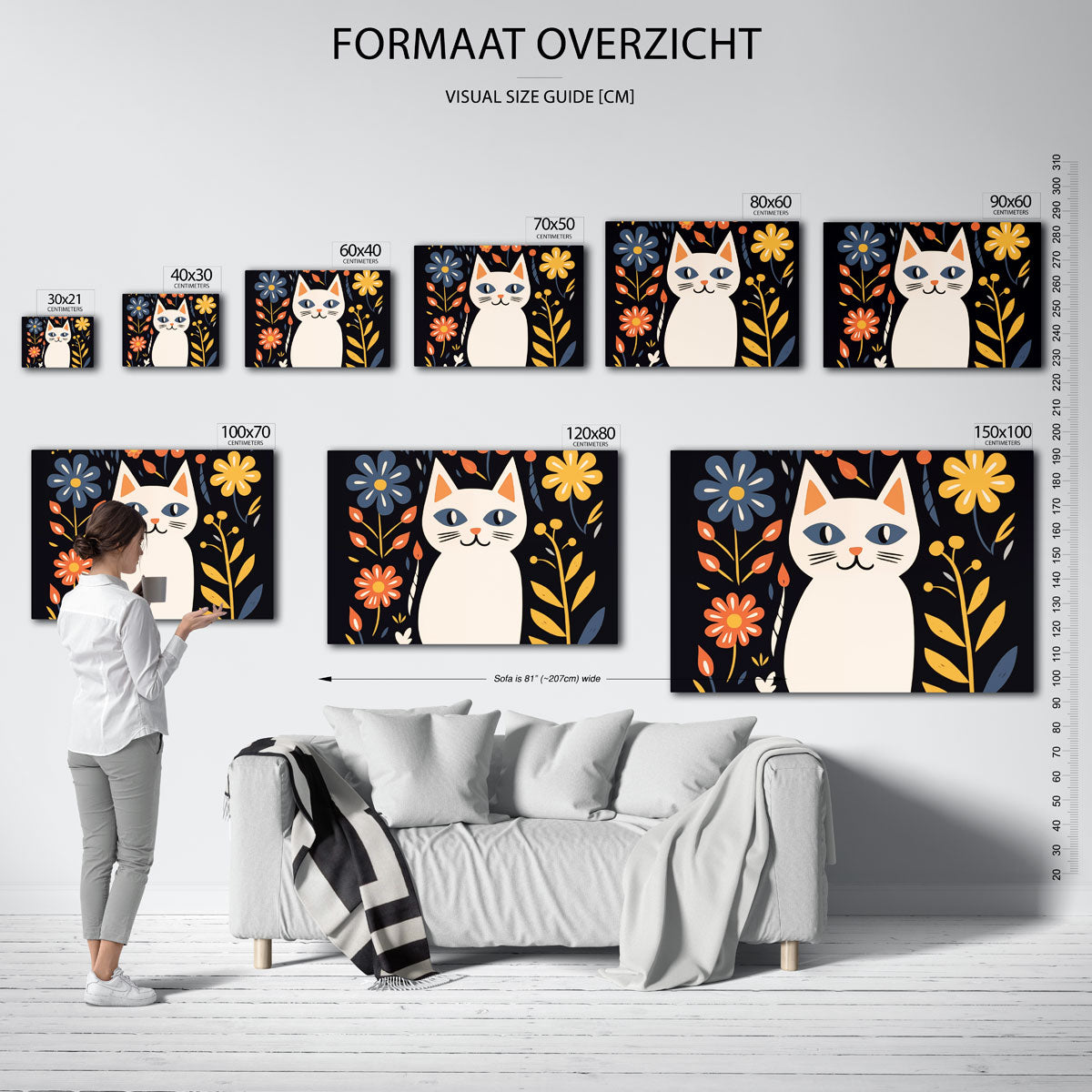 Kat met bloemen Poster