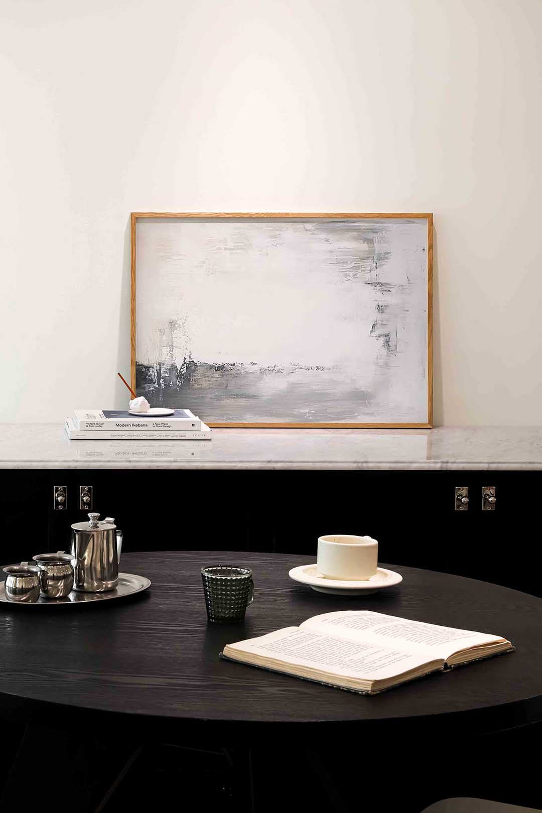 Abstracte grijze en witte Poster