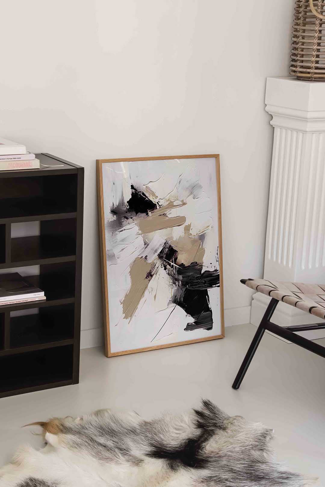 Abstracte beige en zwarte Poster