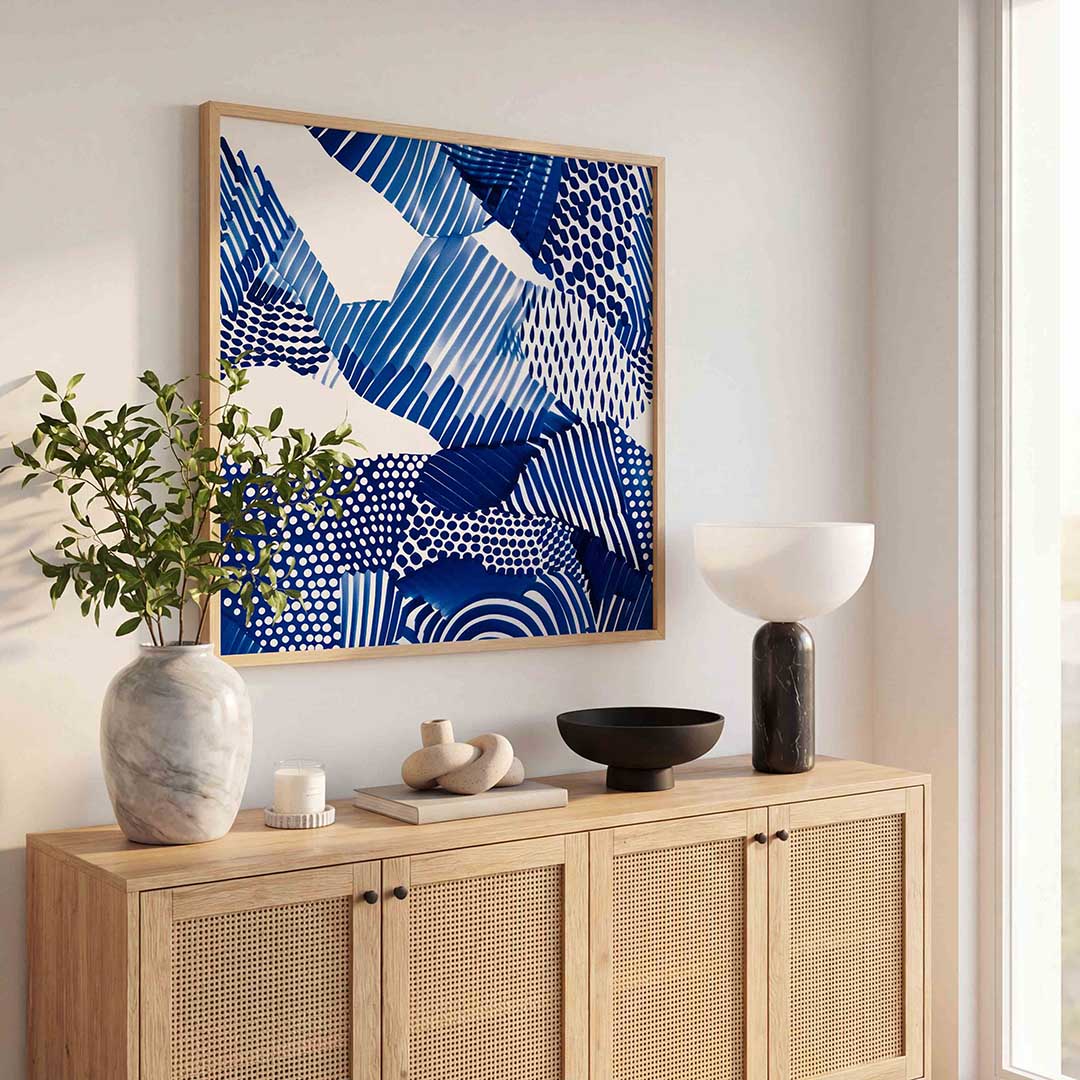 Abstracte blauwe patronen Poster