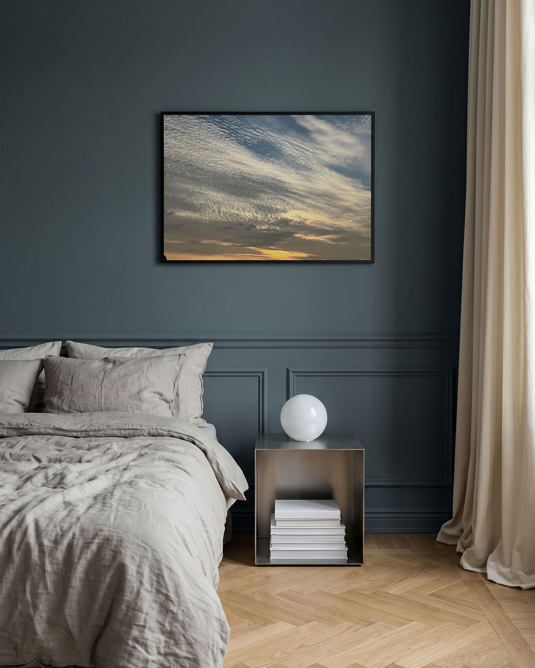 Luchtlandschap bij zonsondergang Poster