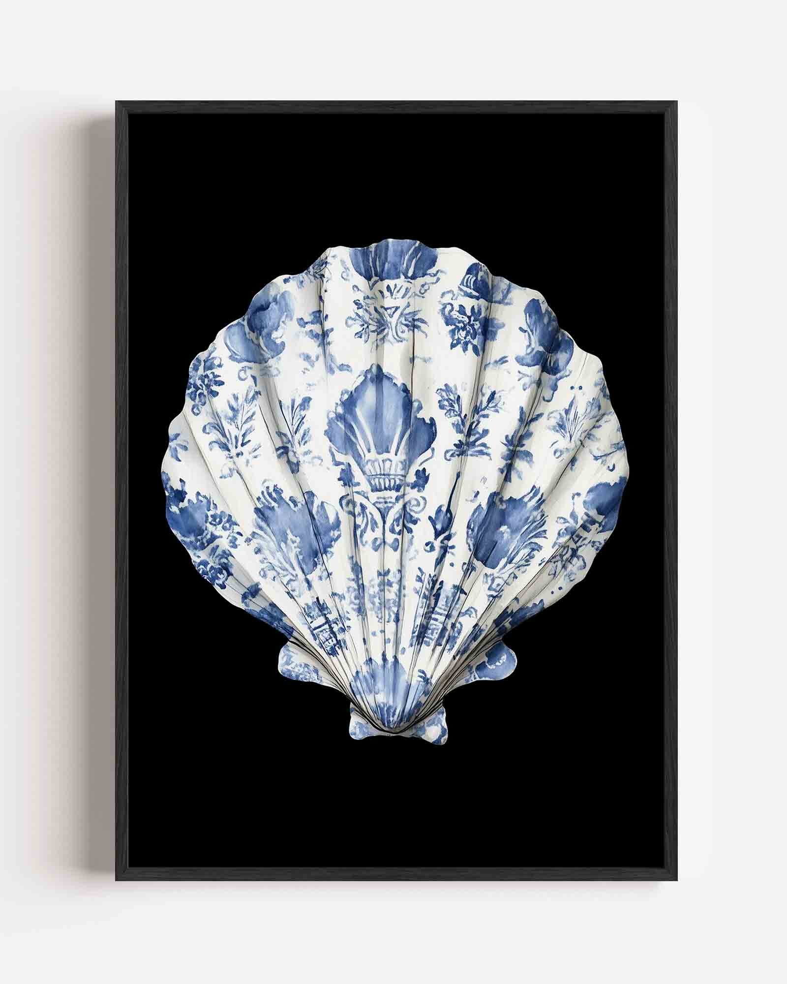 Schelp met blauwe patronen Poster