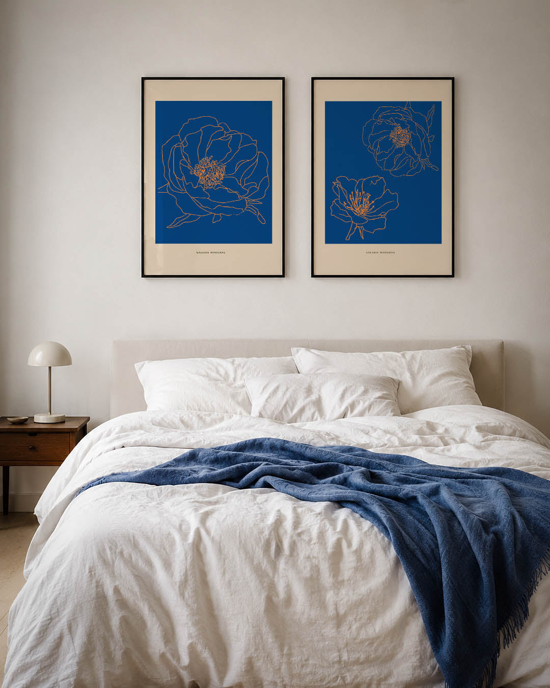 Lijnbloem op blauw Posterset
