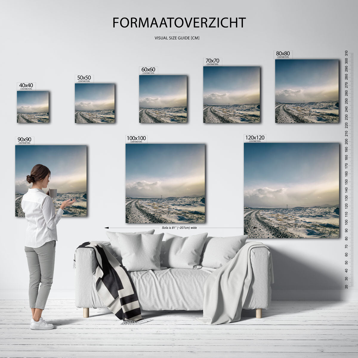 Winterlandschap met weg Poster