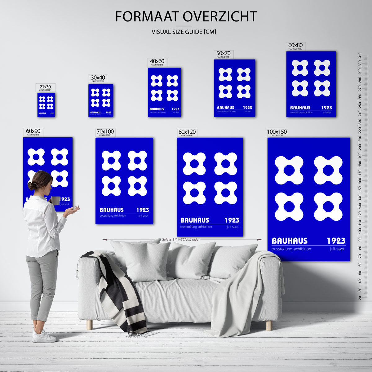 Vormritme blauw Poster