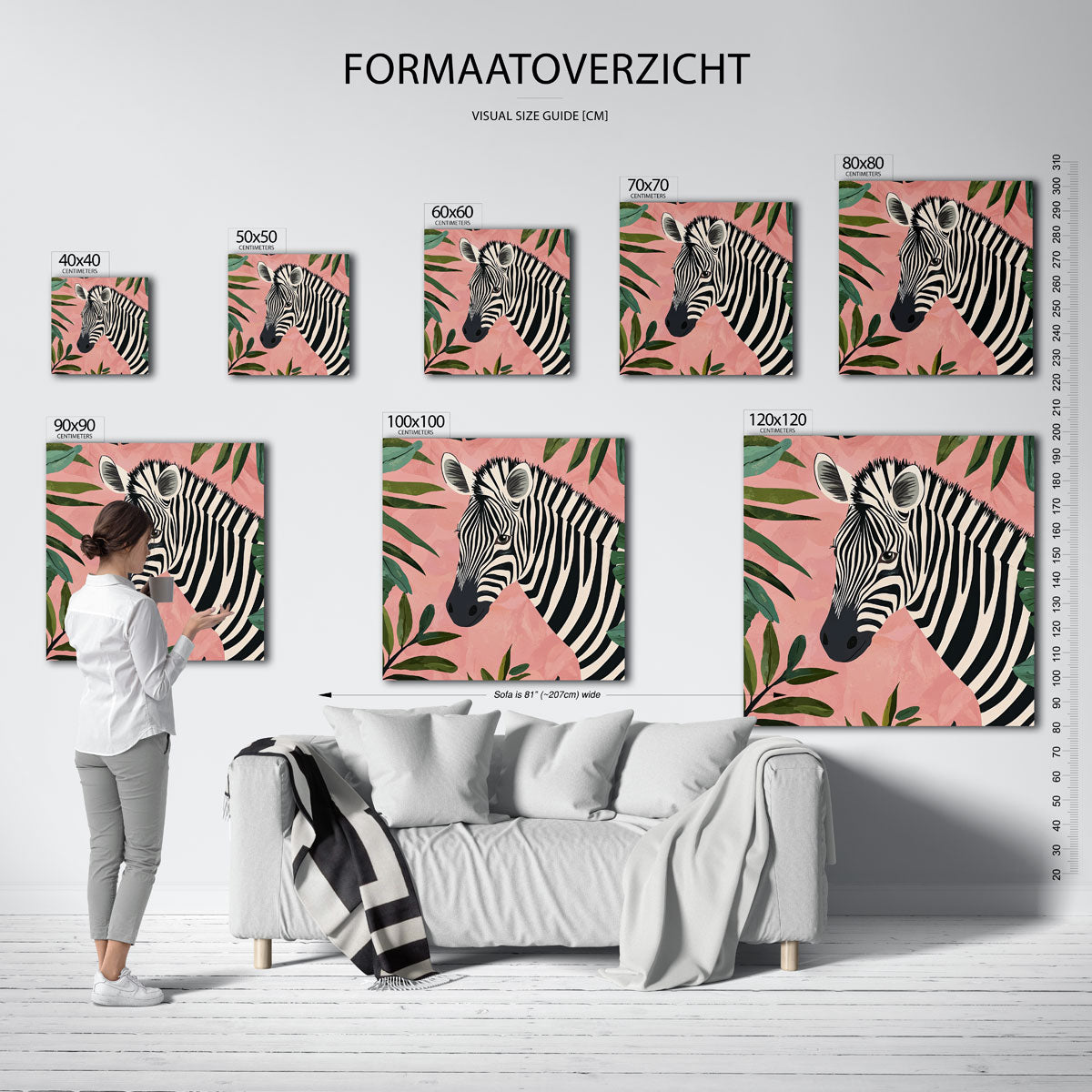 Zebra en bladeren Poster