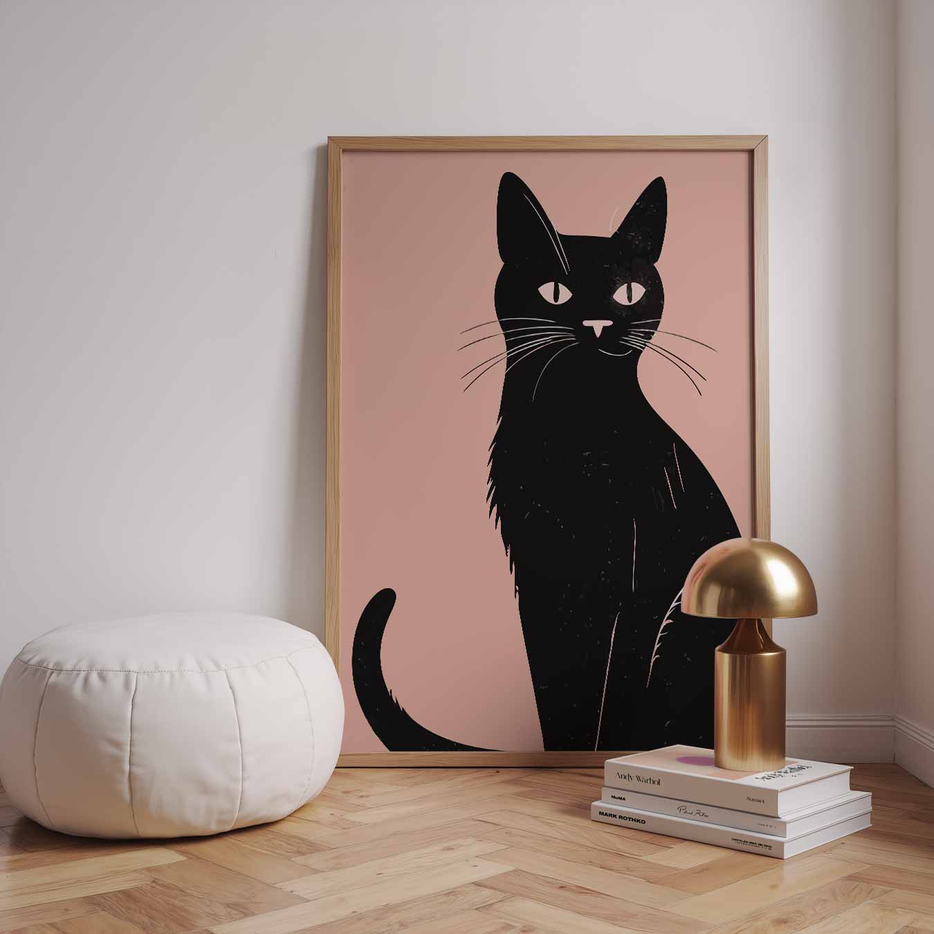 Stijlvolle Kat op Zachte Achtergrond Poster-WallArtistic