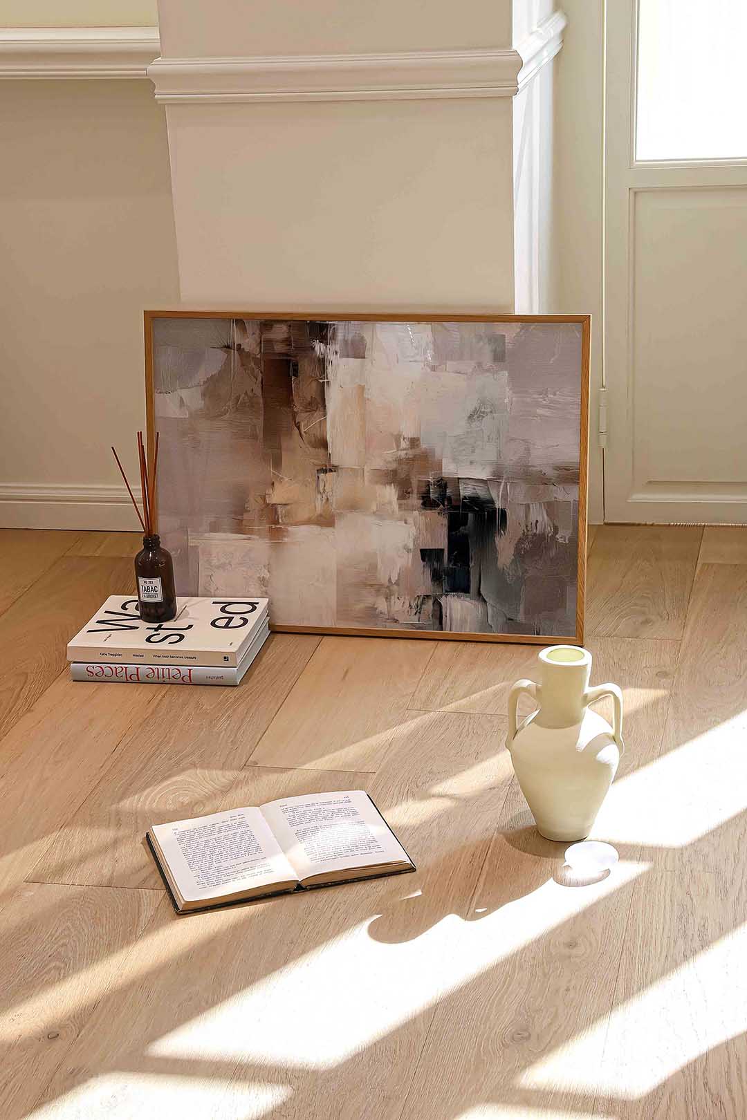 Abstracte beige en bruine Poster