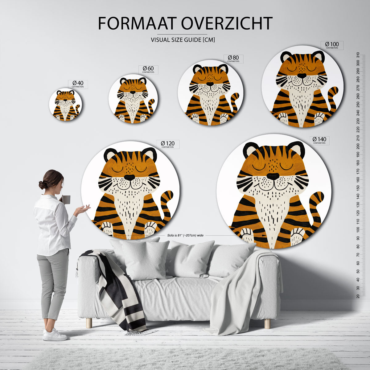Tijger illustratie Muurcirkel