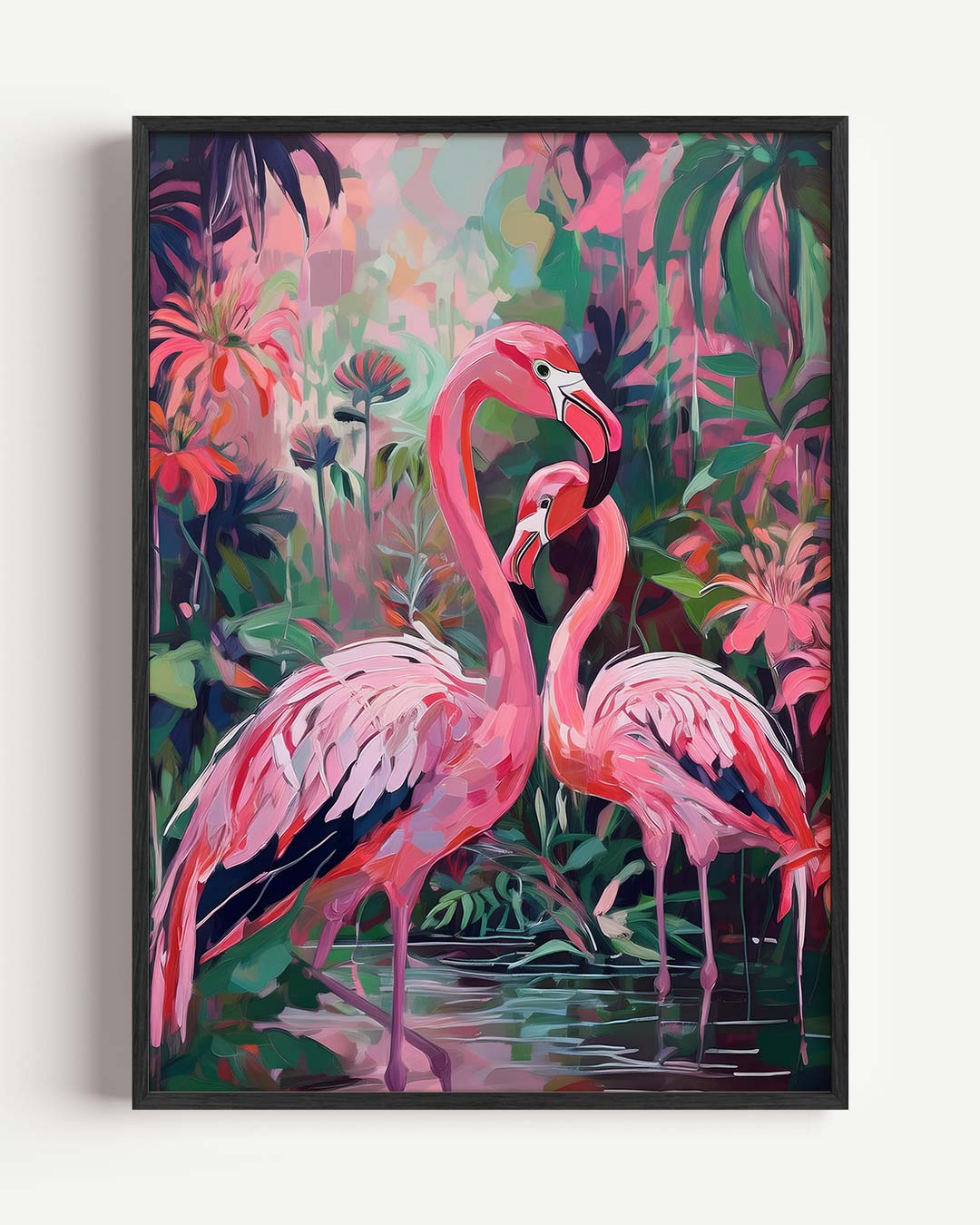 Flamingo Liefde in de Jungle Poster-WallArtistic