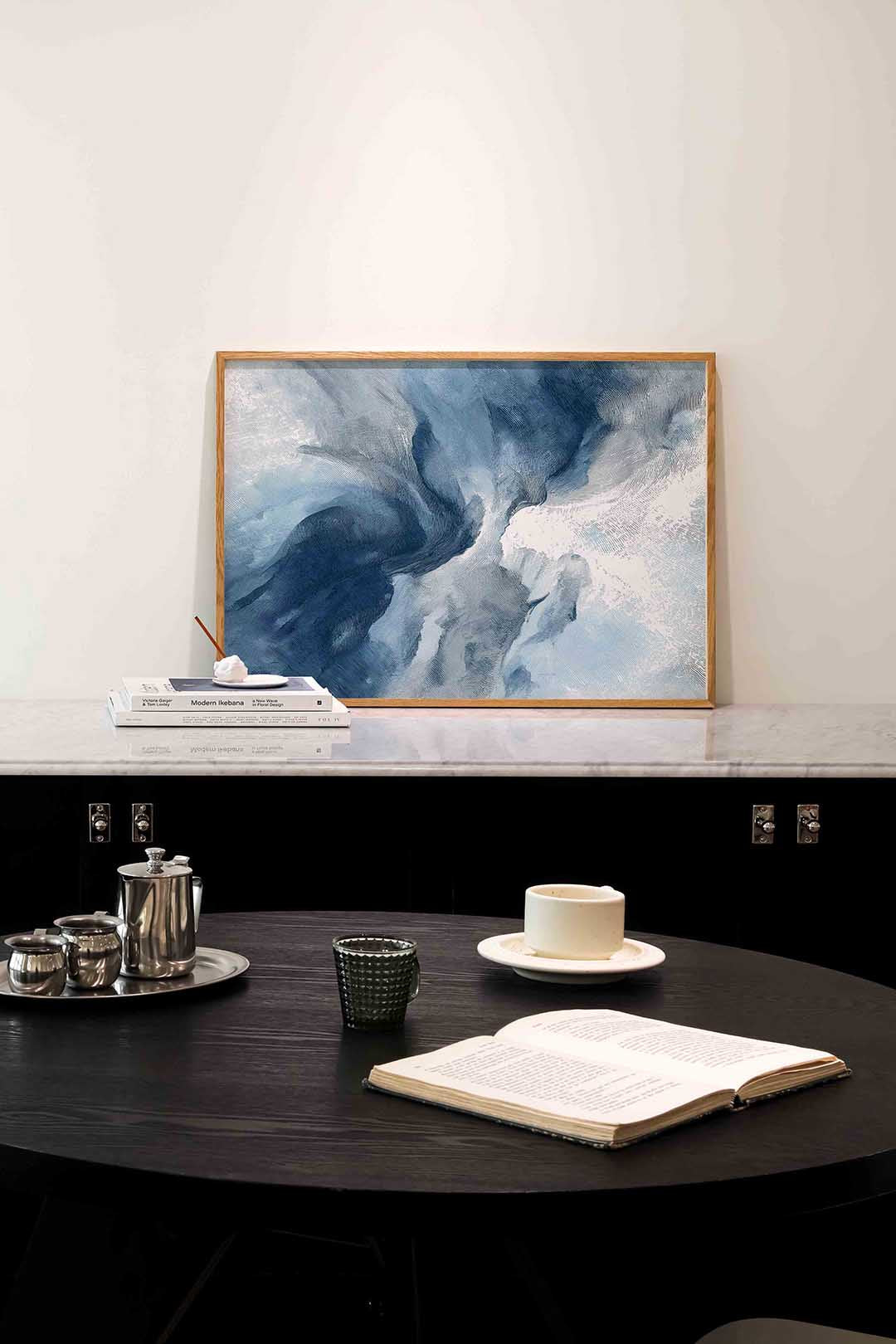 Abstracte blauwe vormen Poster