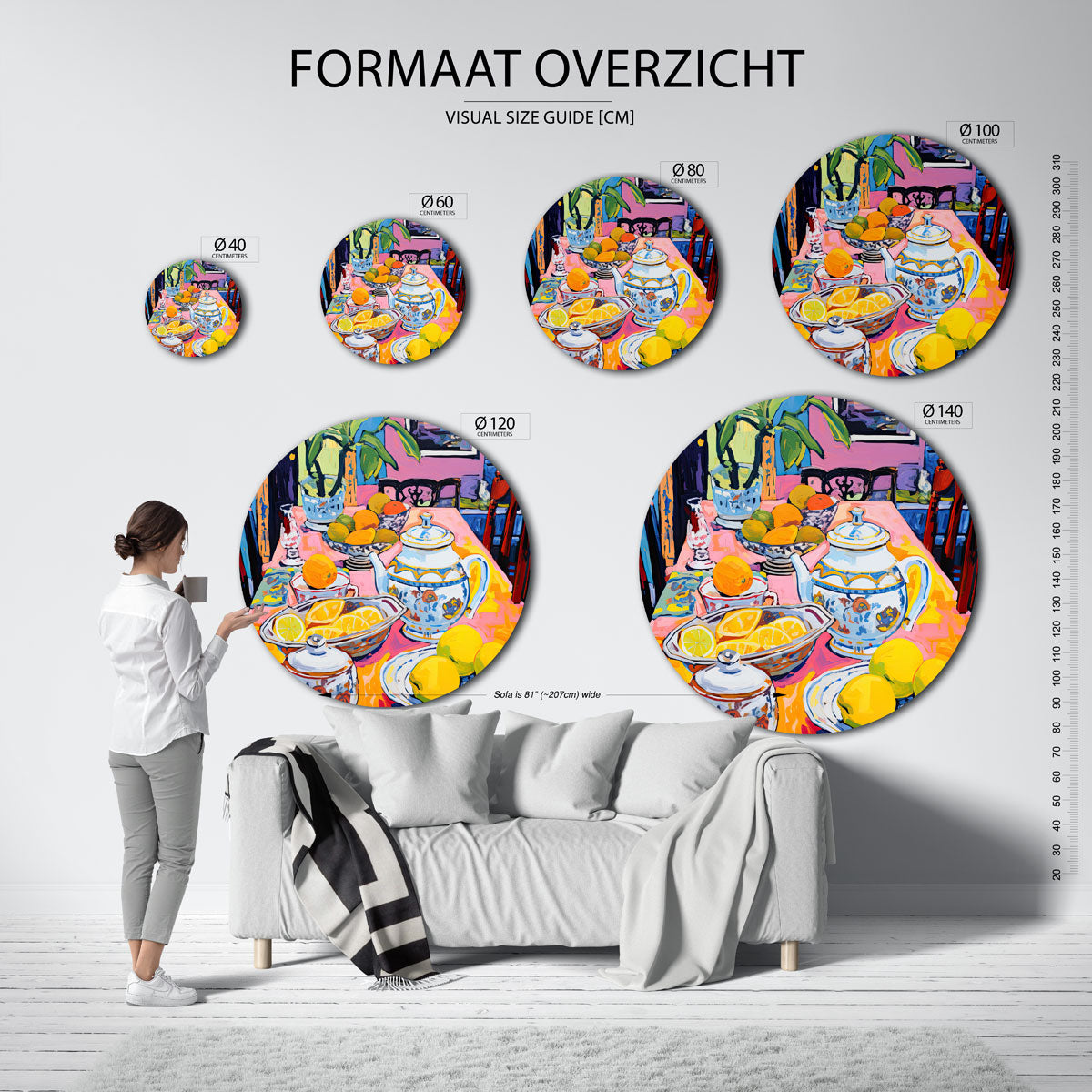 Citrus en servies Muurcirkel