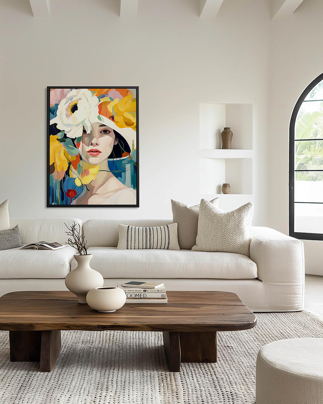 Vrouw met bloemenhoed Kunstwerk