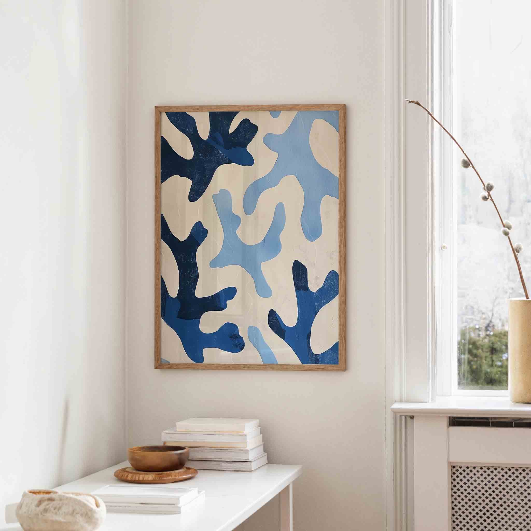 Abstracte blauwe vormen Poster