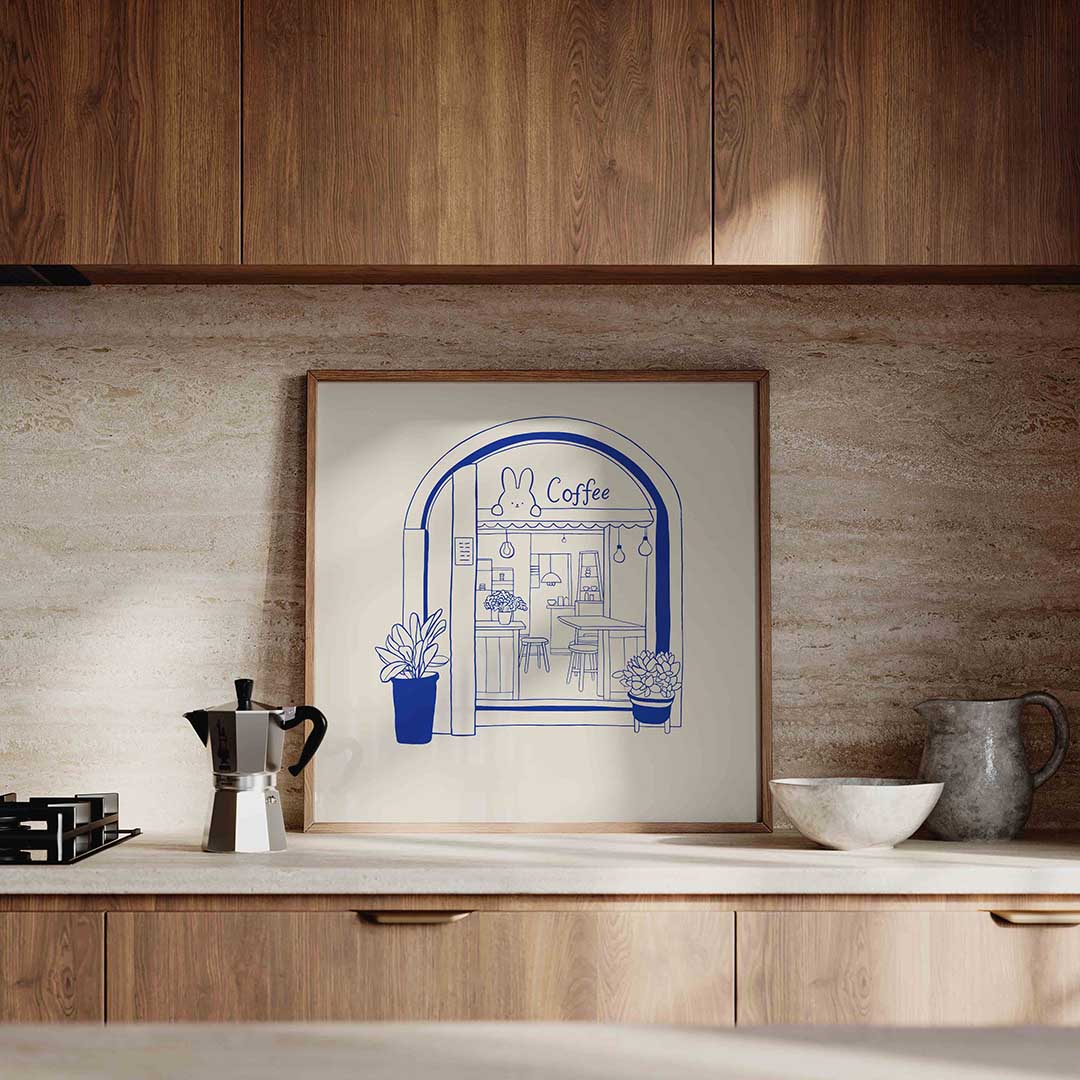 Koffiehuis illustratie Poster