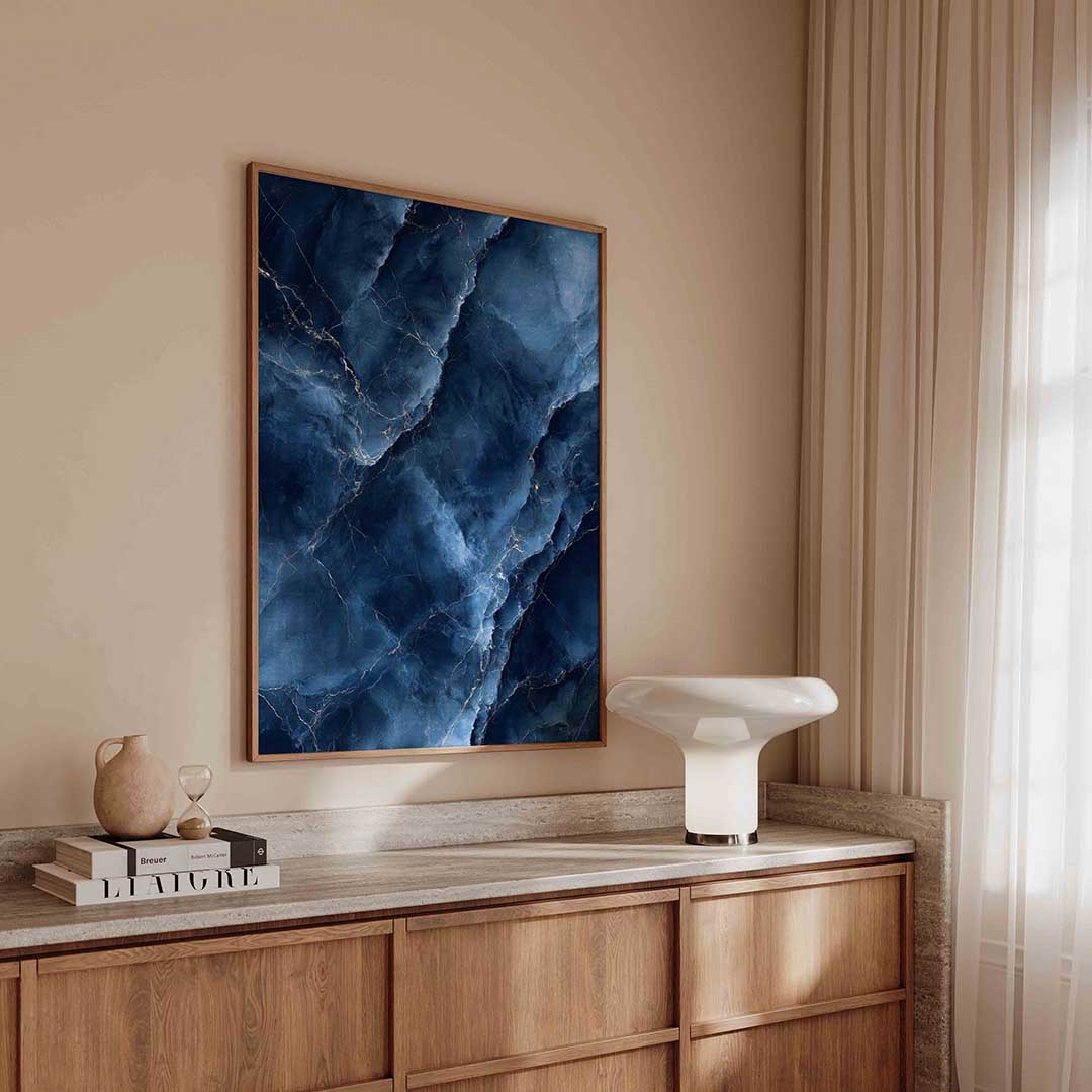 Blauwe marmerstructuur Poster