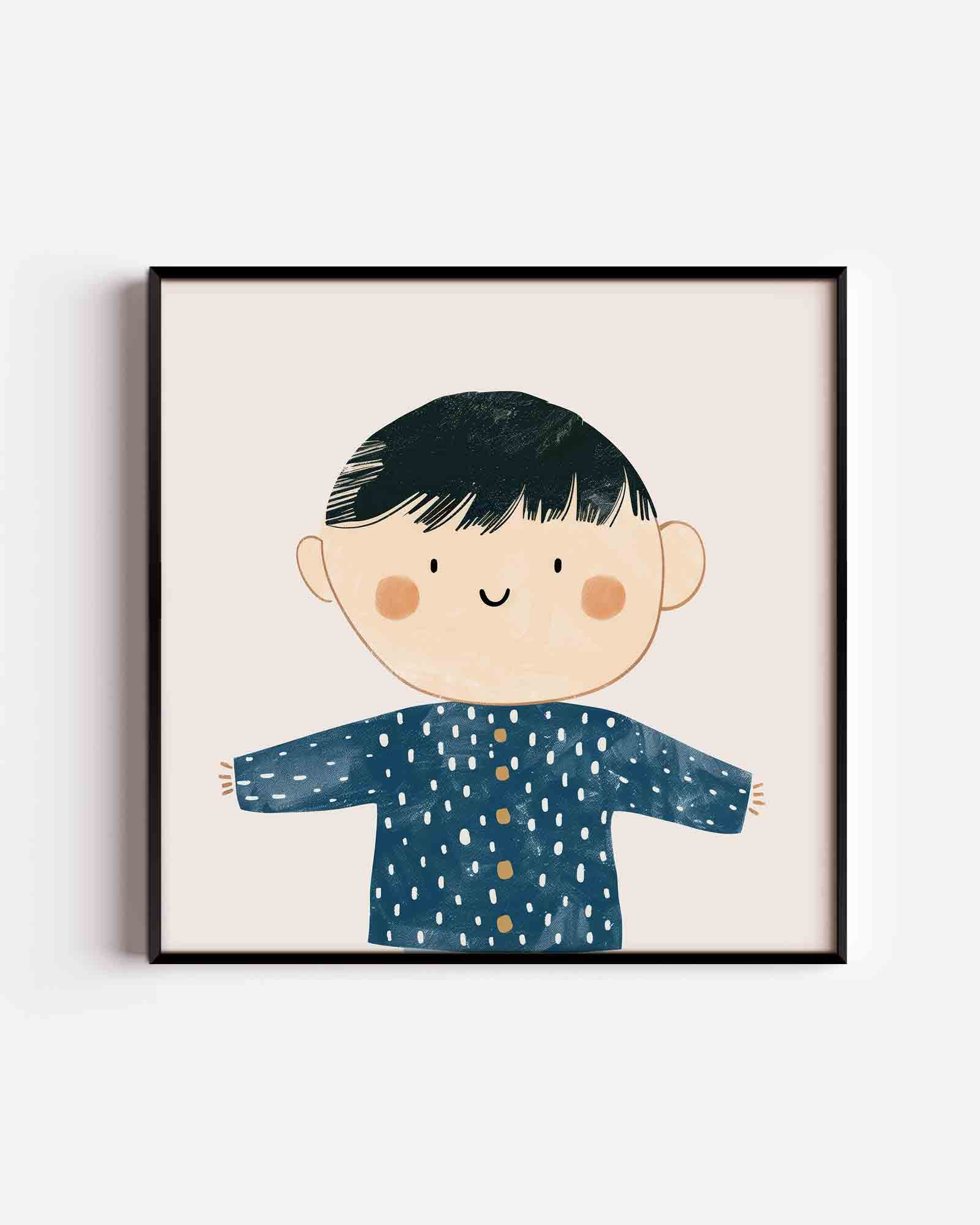 Kind met blauwe trui Poster