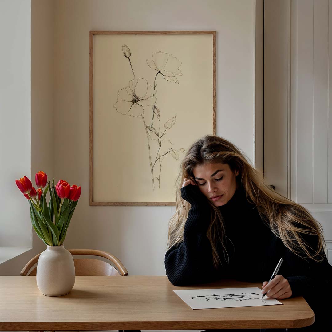 Elegante Bloemillustratie Poster-WallArtistic
