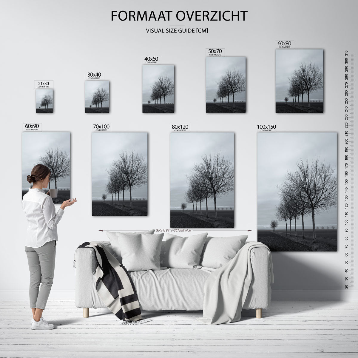 Landschap met bomenrij Poster
