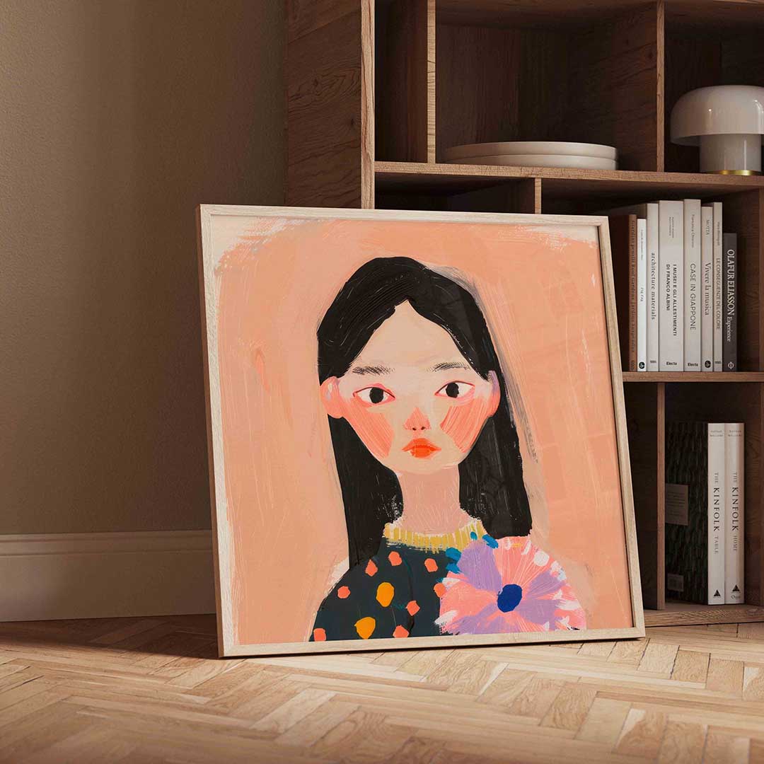 Portret met bloem Poster
