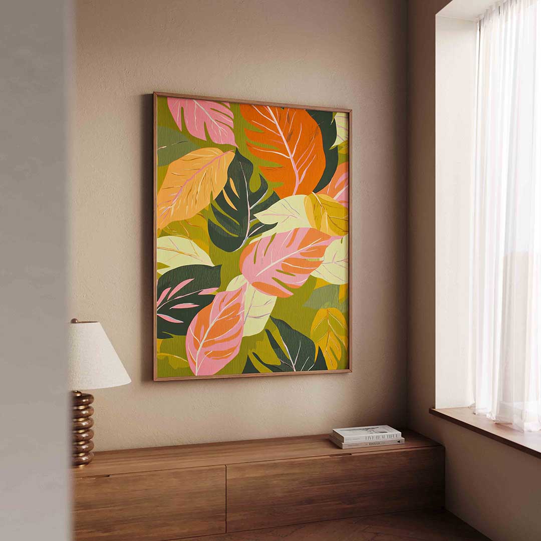 Bladeren in levendige tinten Poster