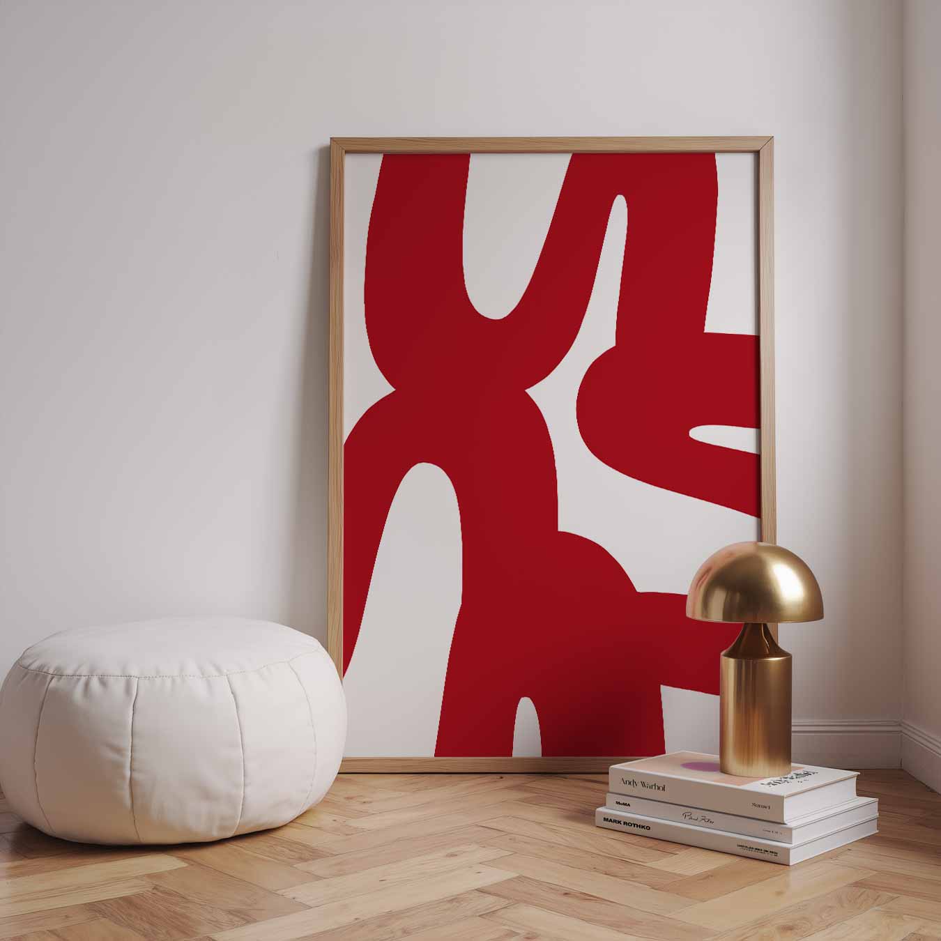 Moderne Abstracte Rood-Witte Poster-WallArtistic