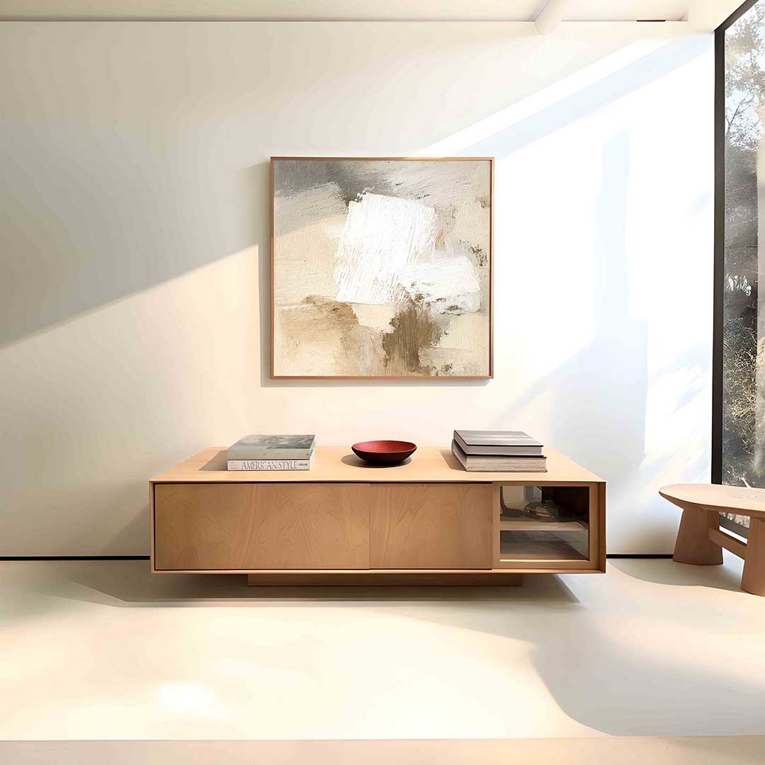 Abstracte beige en witte Poster