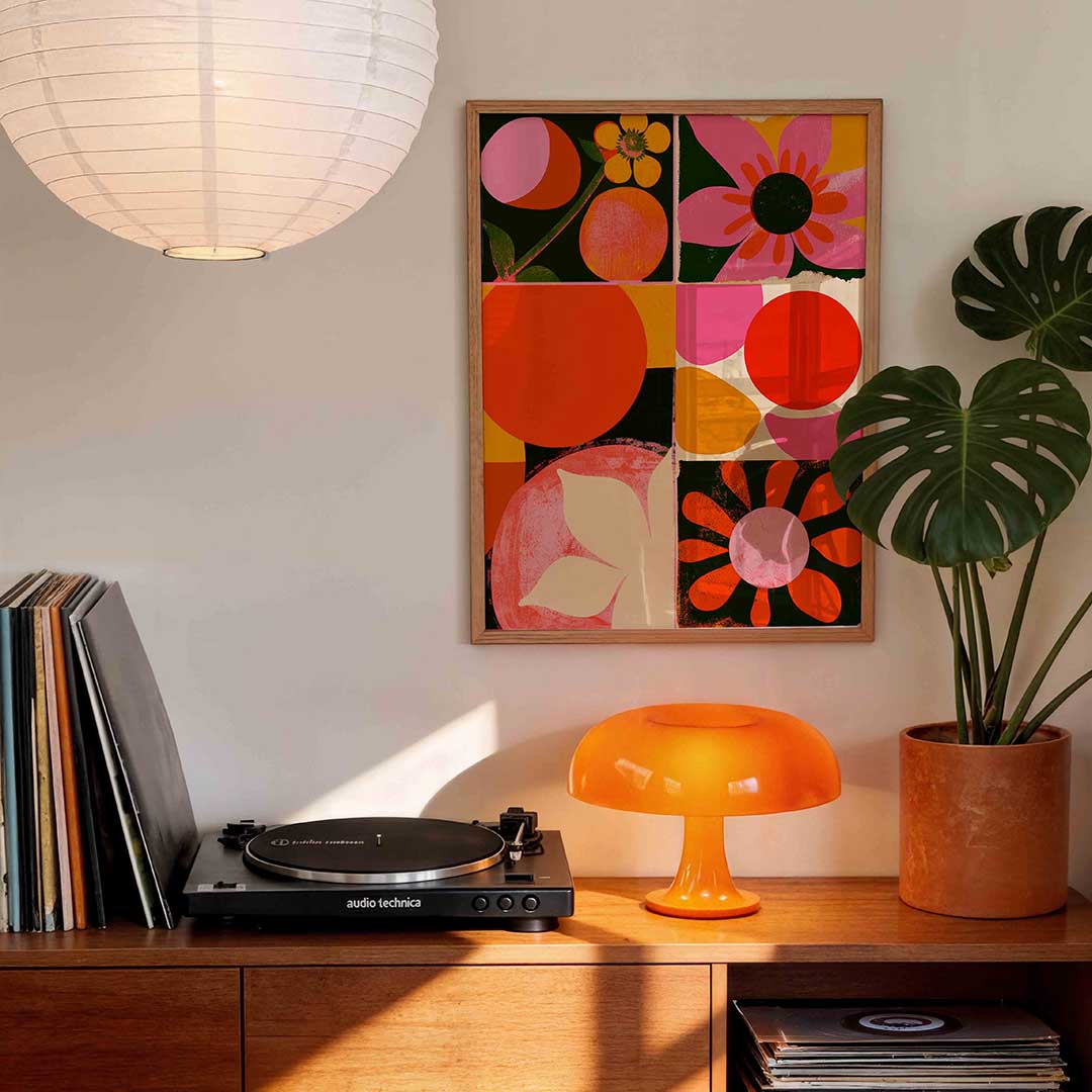Bloemen en cirkels Poster