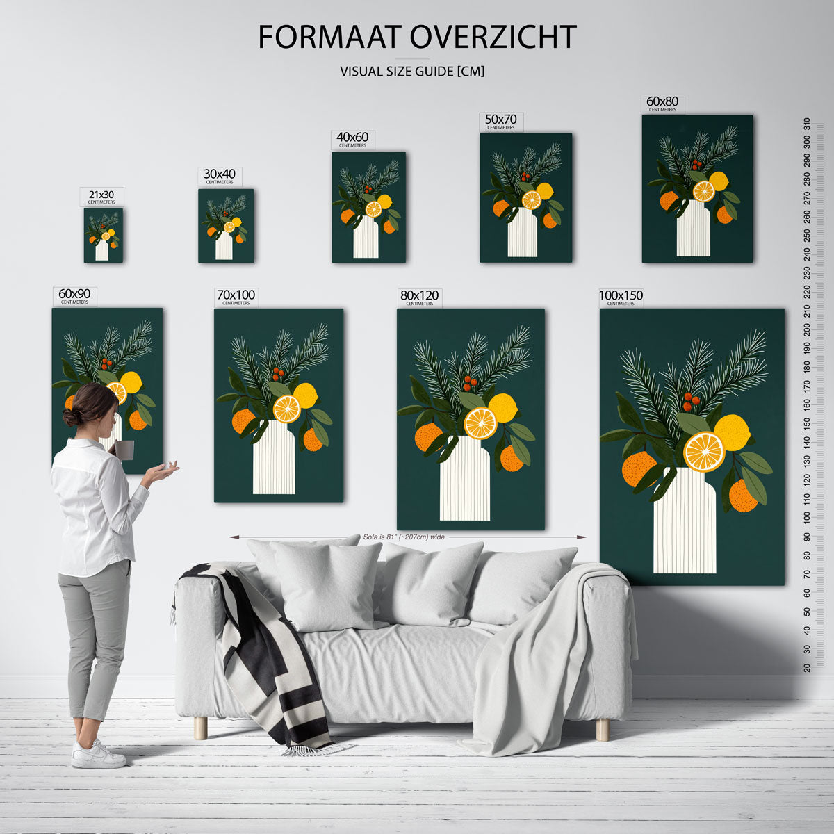 Citrus en dennentakken Poster