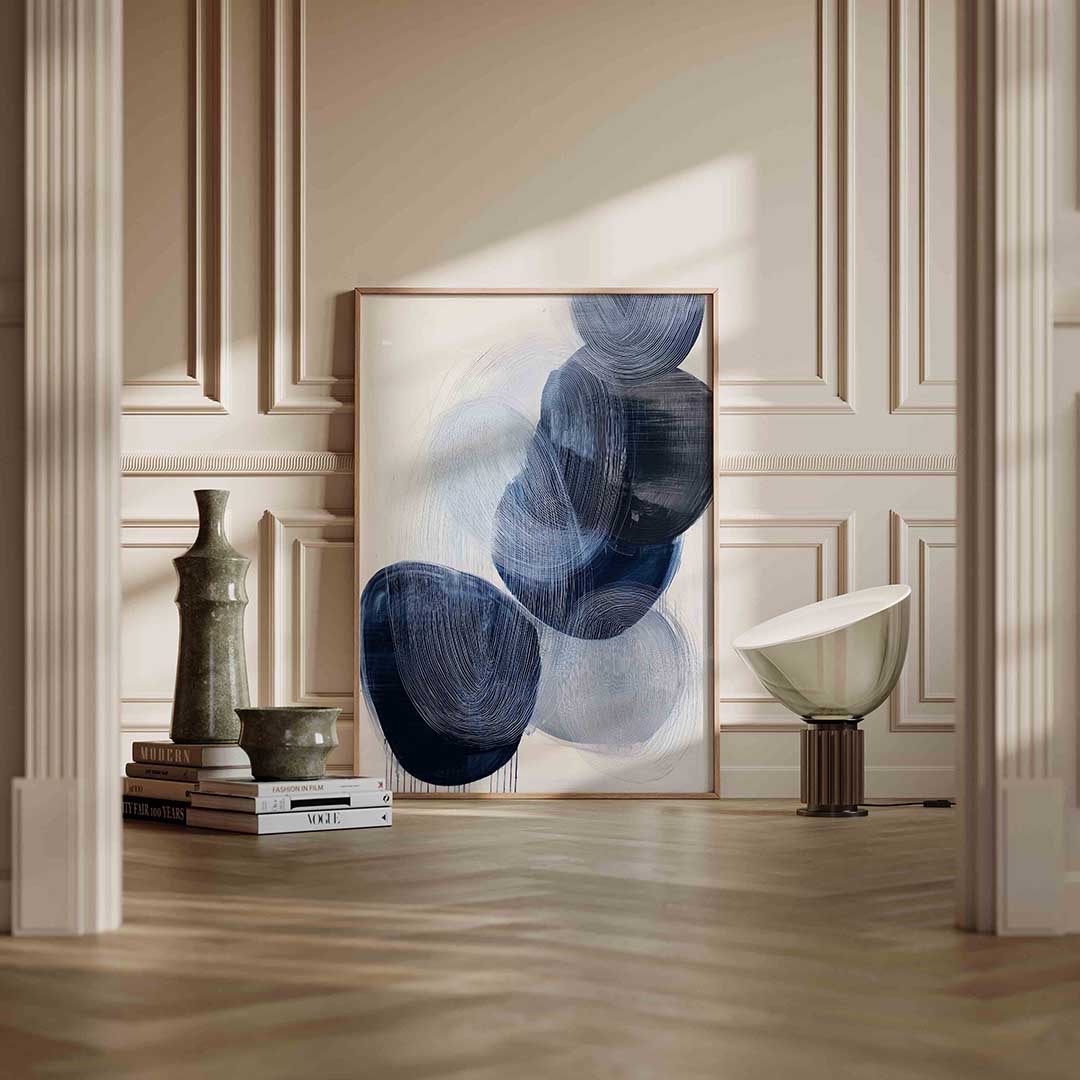Abstracte blauwe vormen Poster