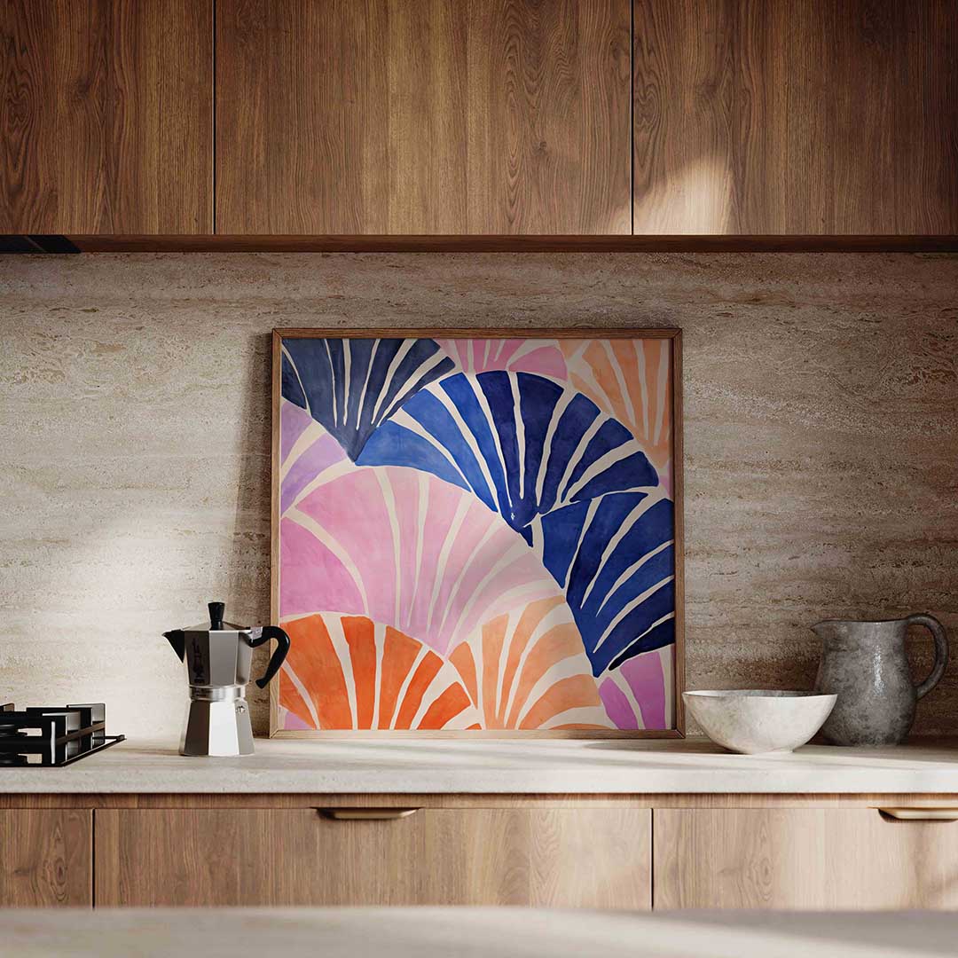 Abstracte waaiervorm Poster