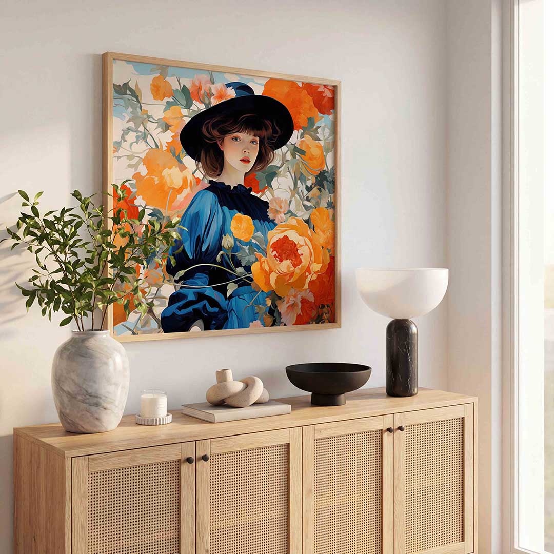 Vrouw met bloemen Poster