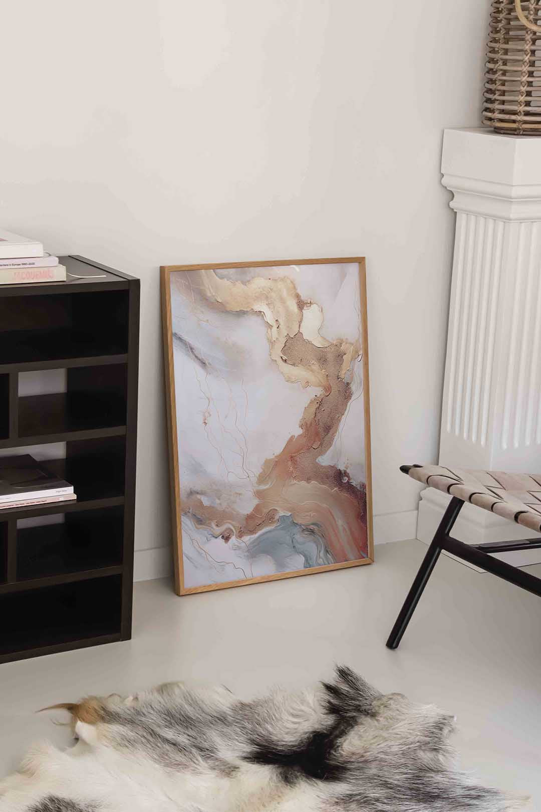 Abstracte beige en grijze Poster