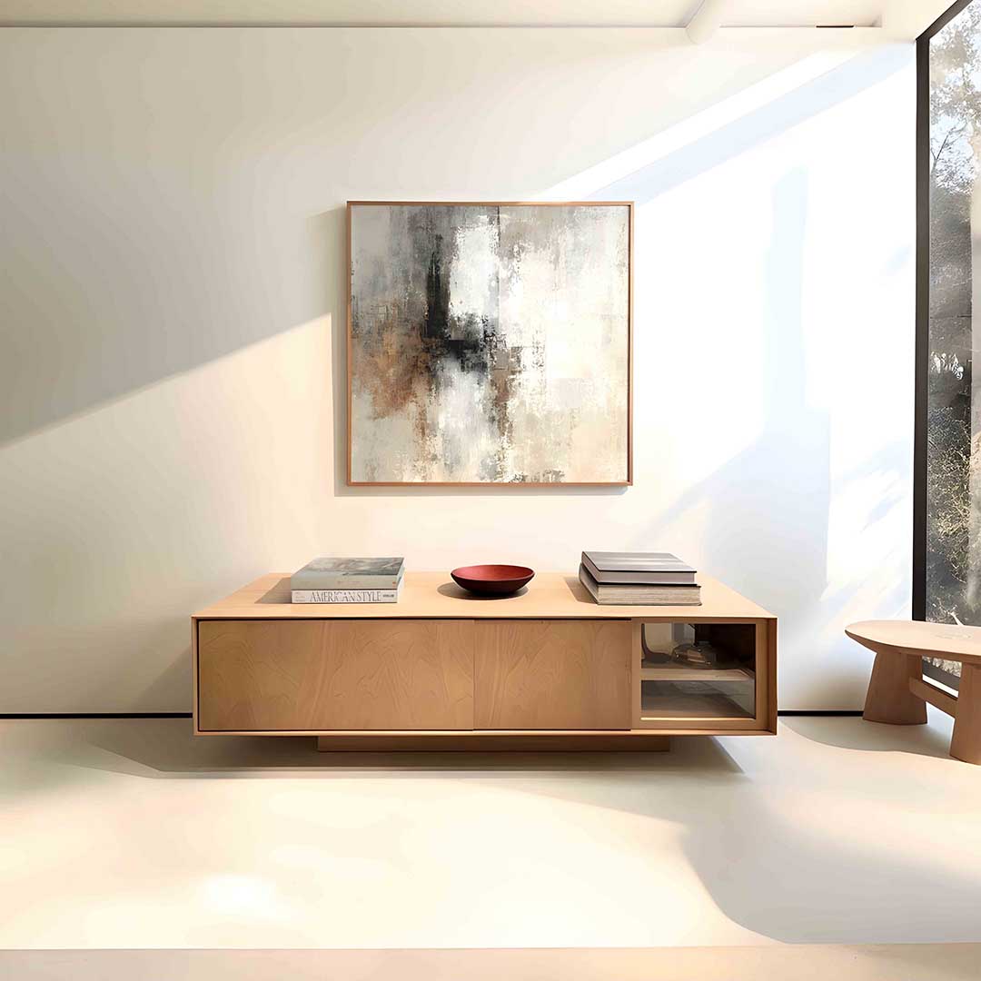Abstracte beige en grijze Poster