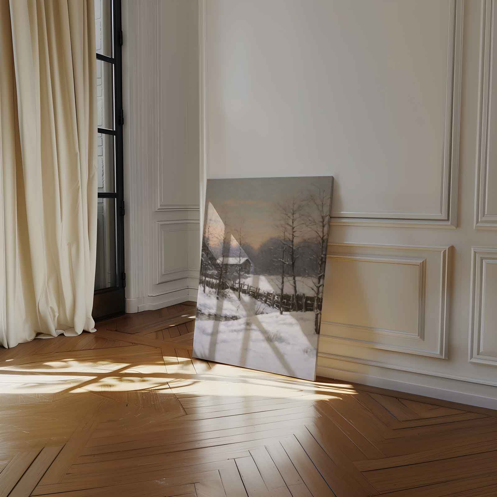 Winterlandschap bij Zonsopgang Kunstwerk-canvas-dibond-plexiglas-wanddecoratie-WallArtistic