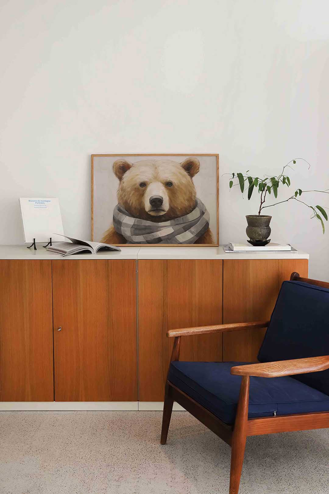 Beer met sjaal Poster