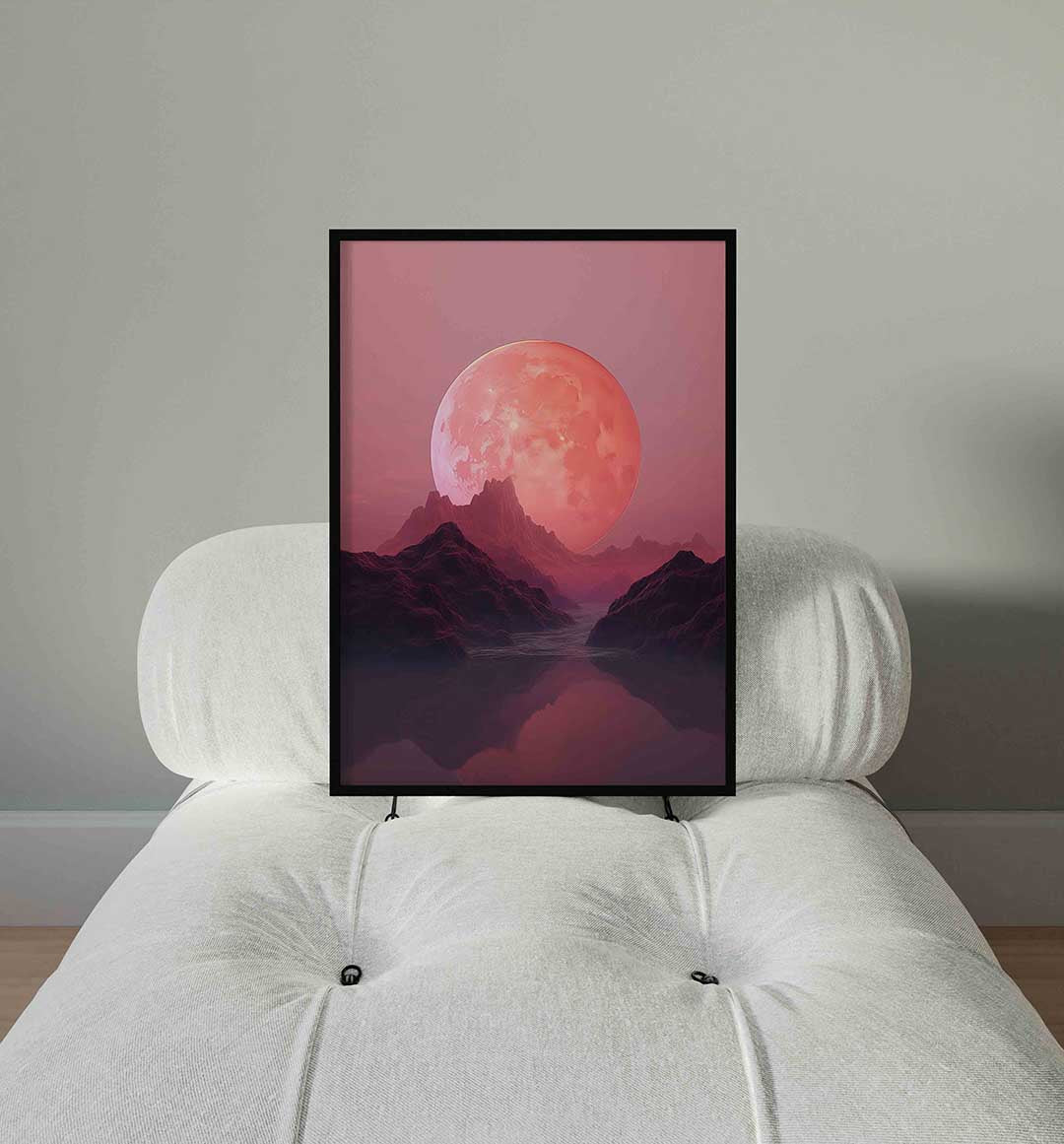 Roze maanlandschap Poster