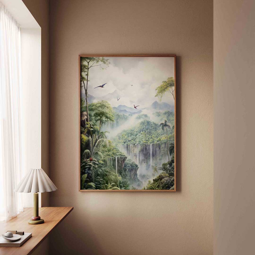 Vogelvlucht over waterval Poster