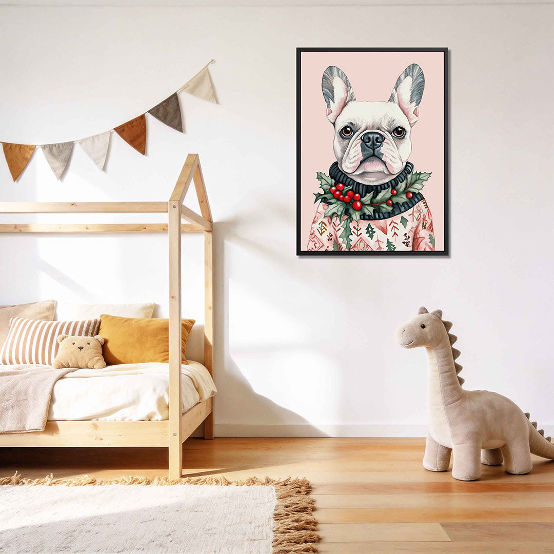 Hond met kersttrui Kunstwerk