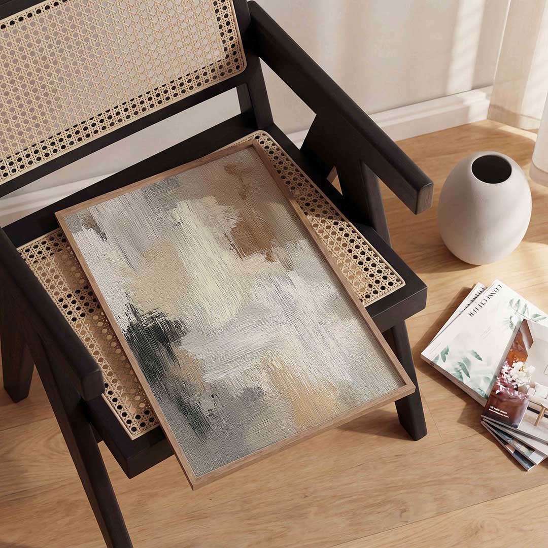Abstracte beige en grijze Poster