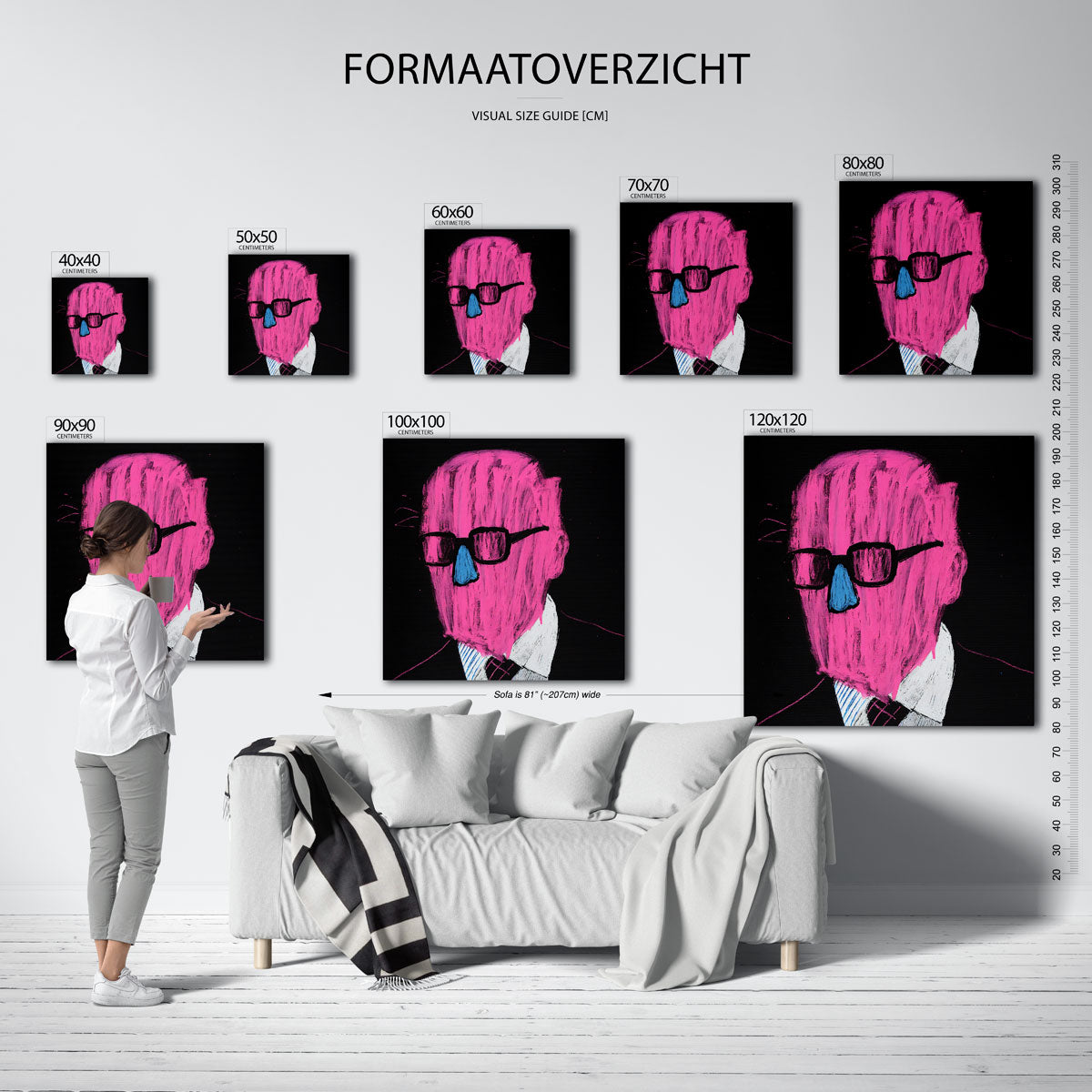 Roze gezicht met bril Poster