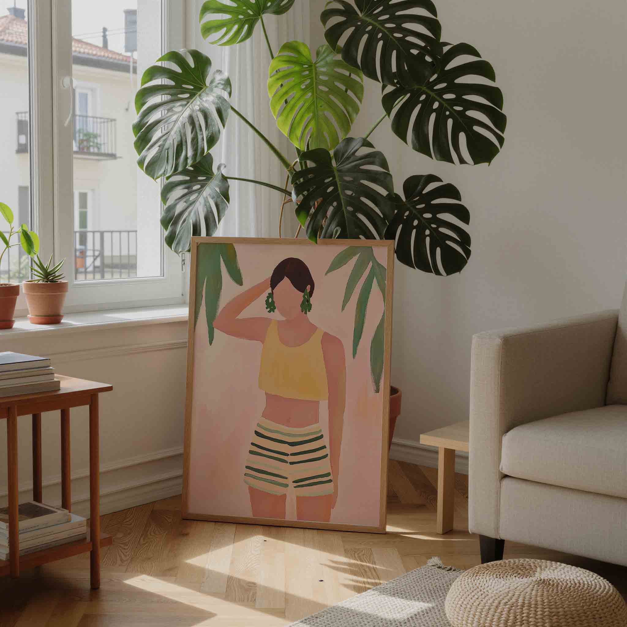 Vrouw met groene oorbellen Poster