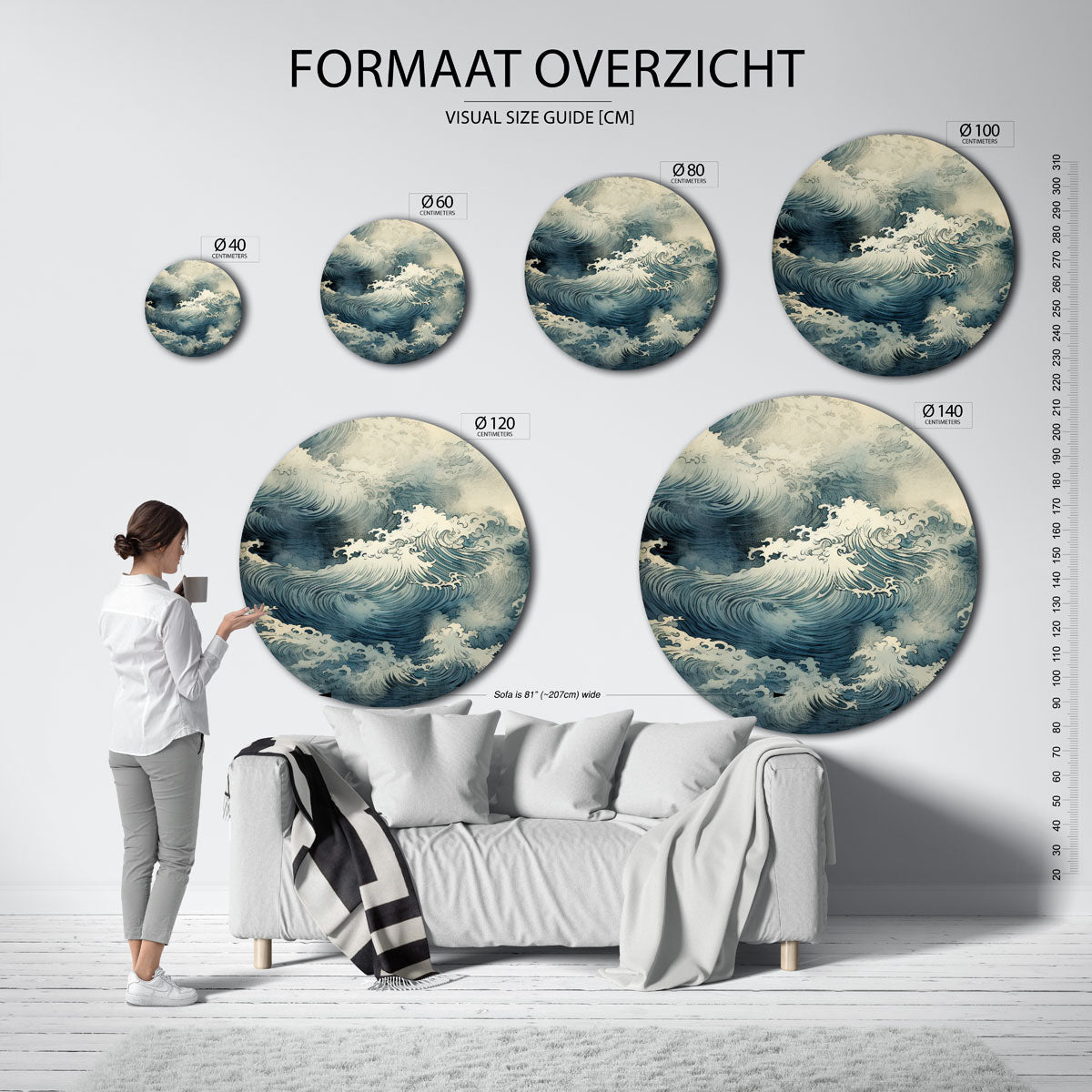 Golven en schuim Muurcirkel