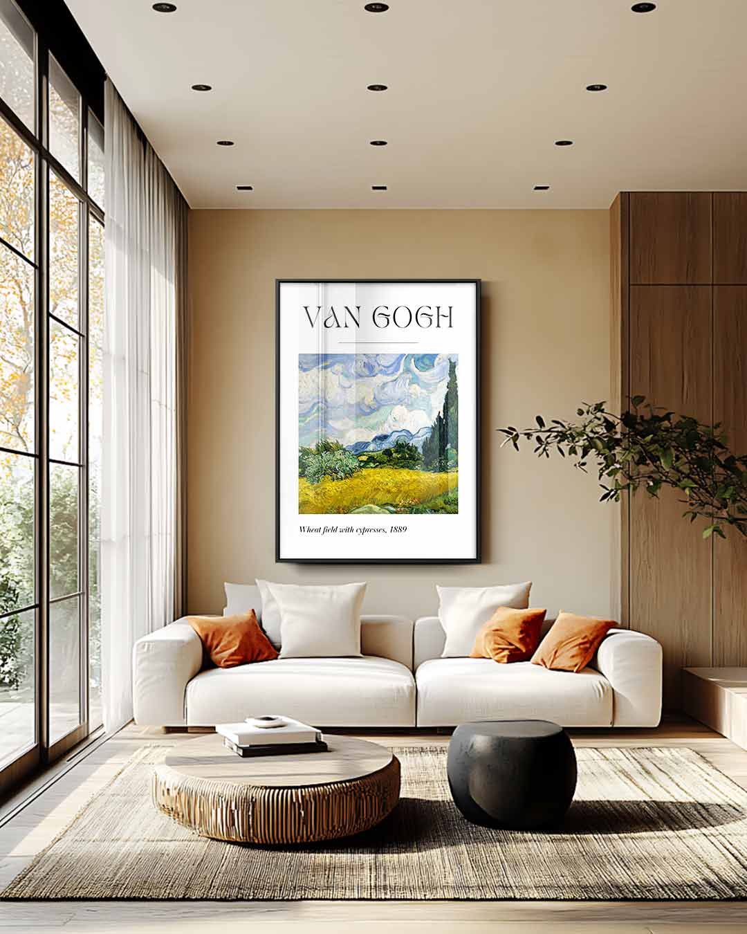 Landschap met Cypresbomen Kunstwerk-canvas-dibond-plexiglas-wanddecoratie-WallArtistic
